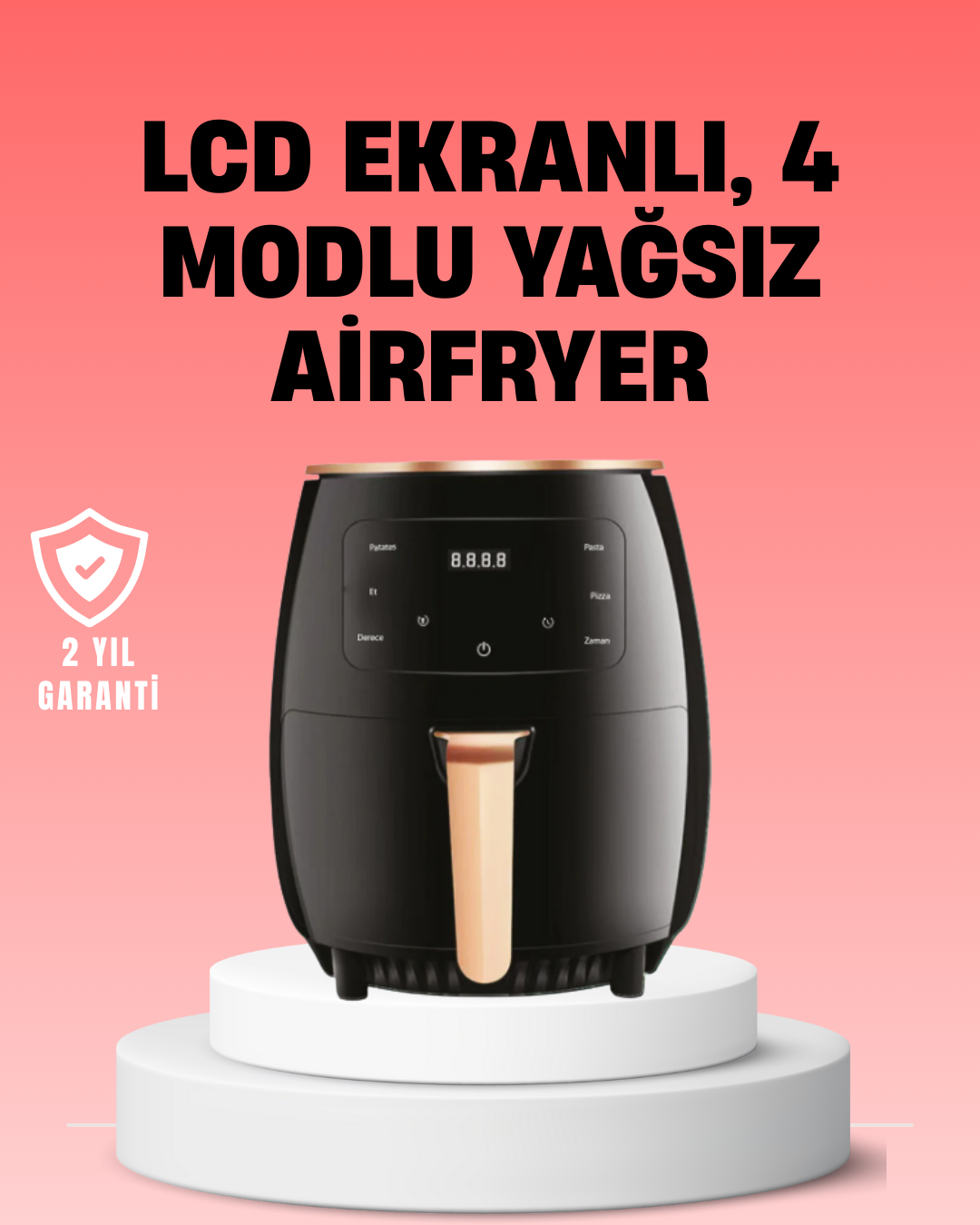 2400W Güçlü Airfryer 6L Yağsız Sağlıklı Pişirici LCD Dokunmatik
