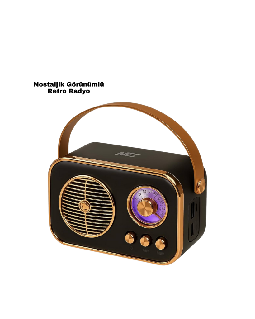 Vintage Bluetooth Radyo – TF Kart ve FM Destekli Taşınabilir Nostaljik Model