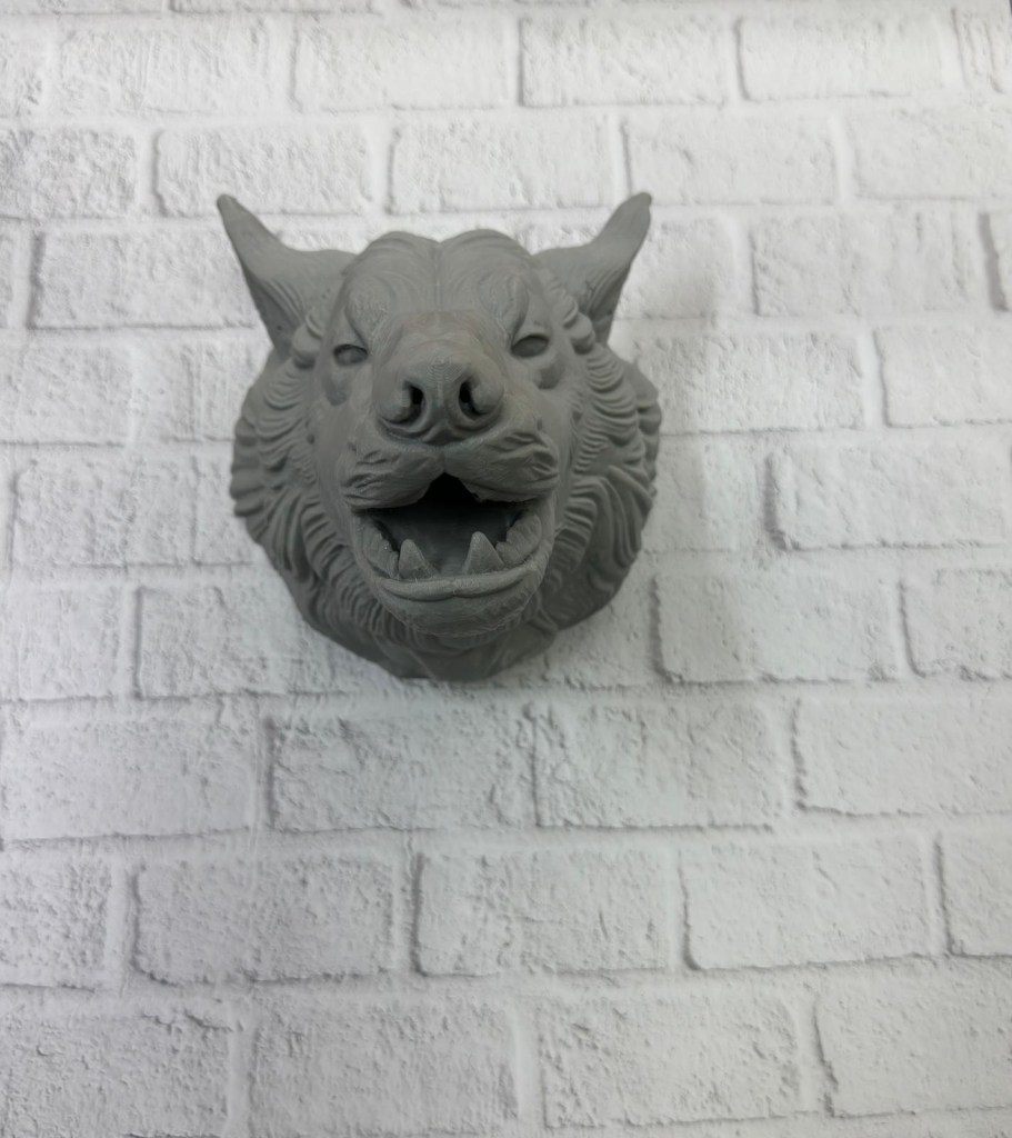 Kurt Başı Duvar Aksesuarı Gri Renk Asılabilir Hediyelik Figür