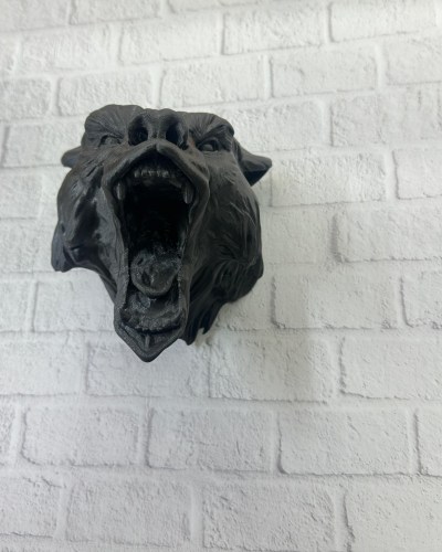 Dekoratif Siyah Ayı Duvar Heykeli Asılabilir Hediyelik 25x19 cm