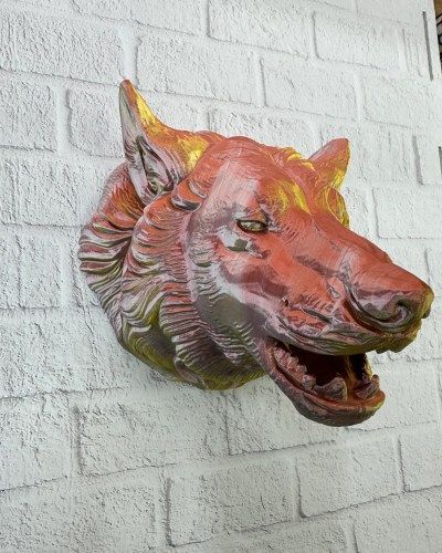 Dekoratif Altın Gold Kurt Duvar Heykeli Asılabilir Hediyelik 25x19 cm