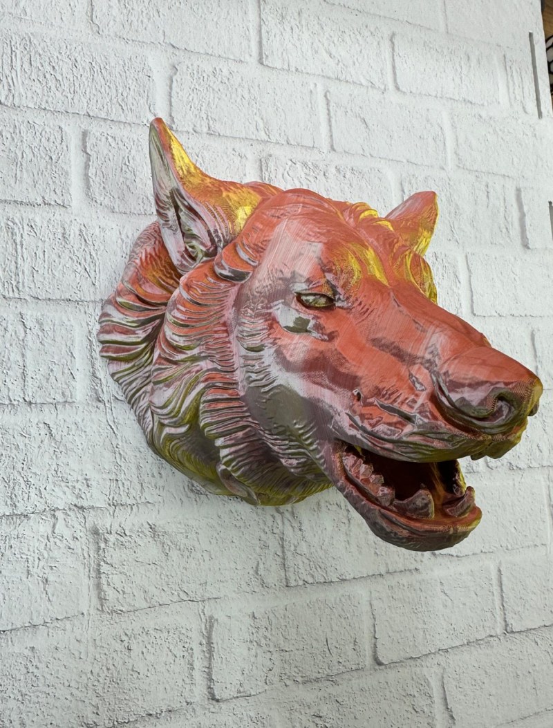 Dekoratif Altın Gold Kurt Duvar Heykeli Asılabilir Hediyelik 25x19 cm