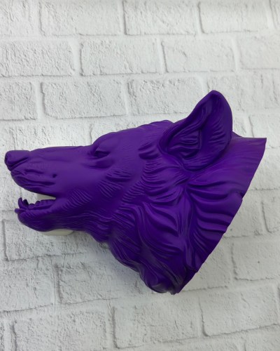 Dekoratif Mor Kurt Duvar Heykeli Asılabilir Hediyelik 25x19 cm