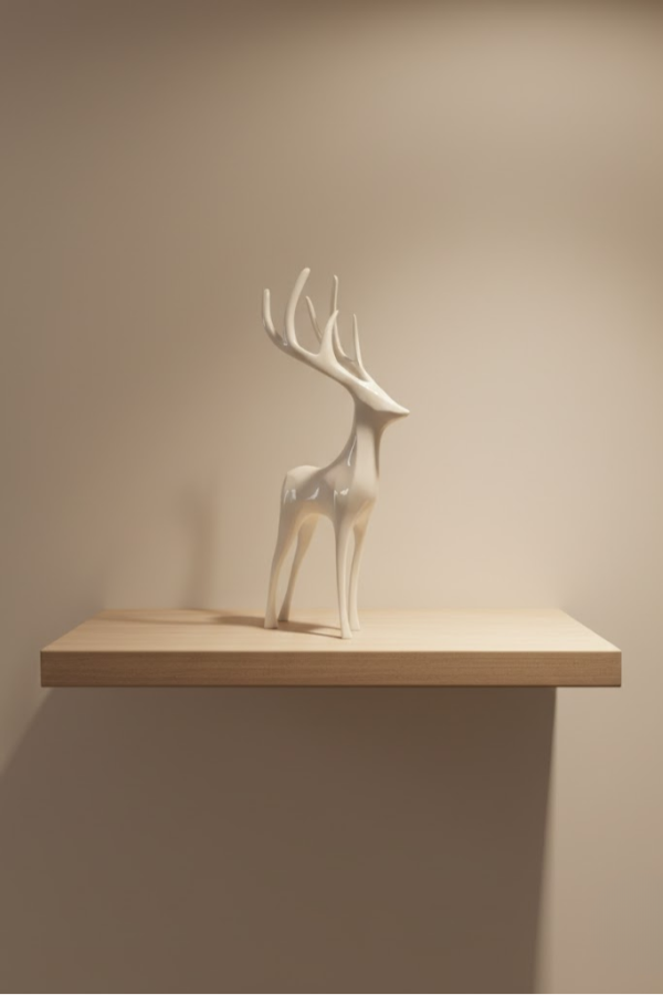 Geyik Figürü Beyaz Modern Salon ve Raf Dekoru