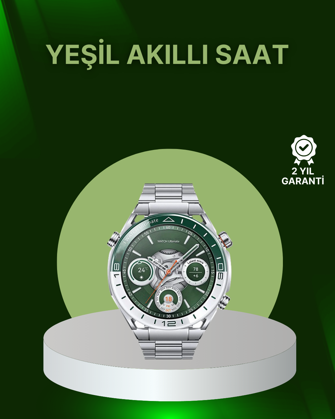 Amoled Ekran Akıllı Saat Harita Gösterimli Bluetooth Aramalı 3 Kayışlı