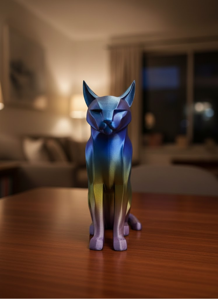 Rainbow Renkli Kedi Biblosu Dekoratif Masa ve Raf Süsü