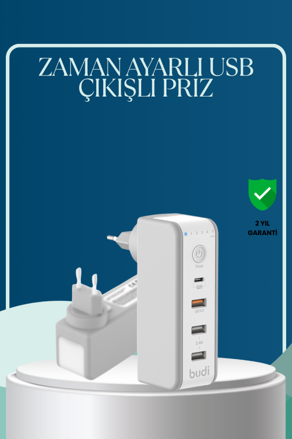 30W Type C Şarj Cihazı Zamanlayıcılı Çok Portlu Tasarım