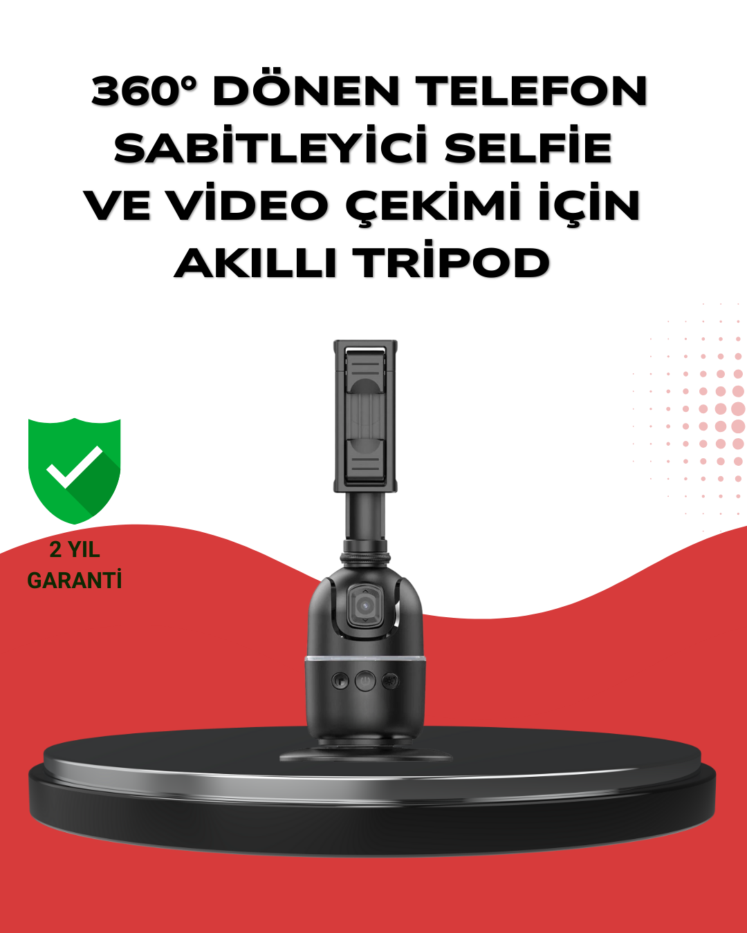 Telefon ve Kamera Uyumlu 360° Otomatik Takipli Akıllı Masa Tripodu