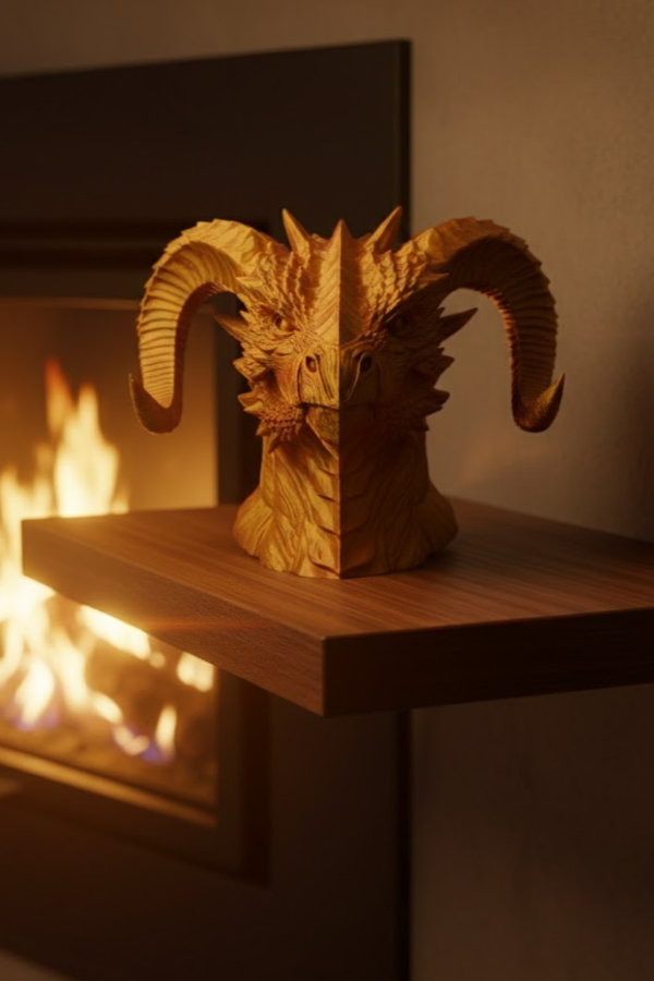 Asil Tasarım Gold–Red Ejderha Heykeli Hediyelik Fantastik Dekor