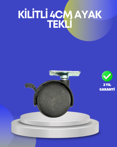 Dolap ve Raflar İçin 4 cm Kilitli Tekerlek Tekli
