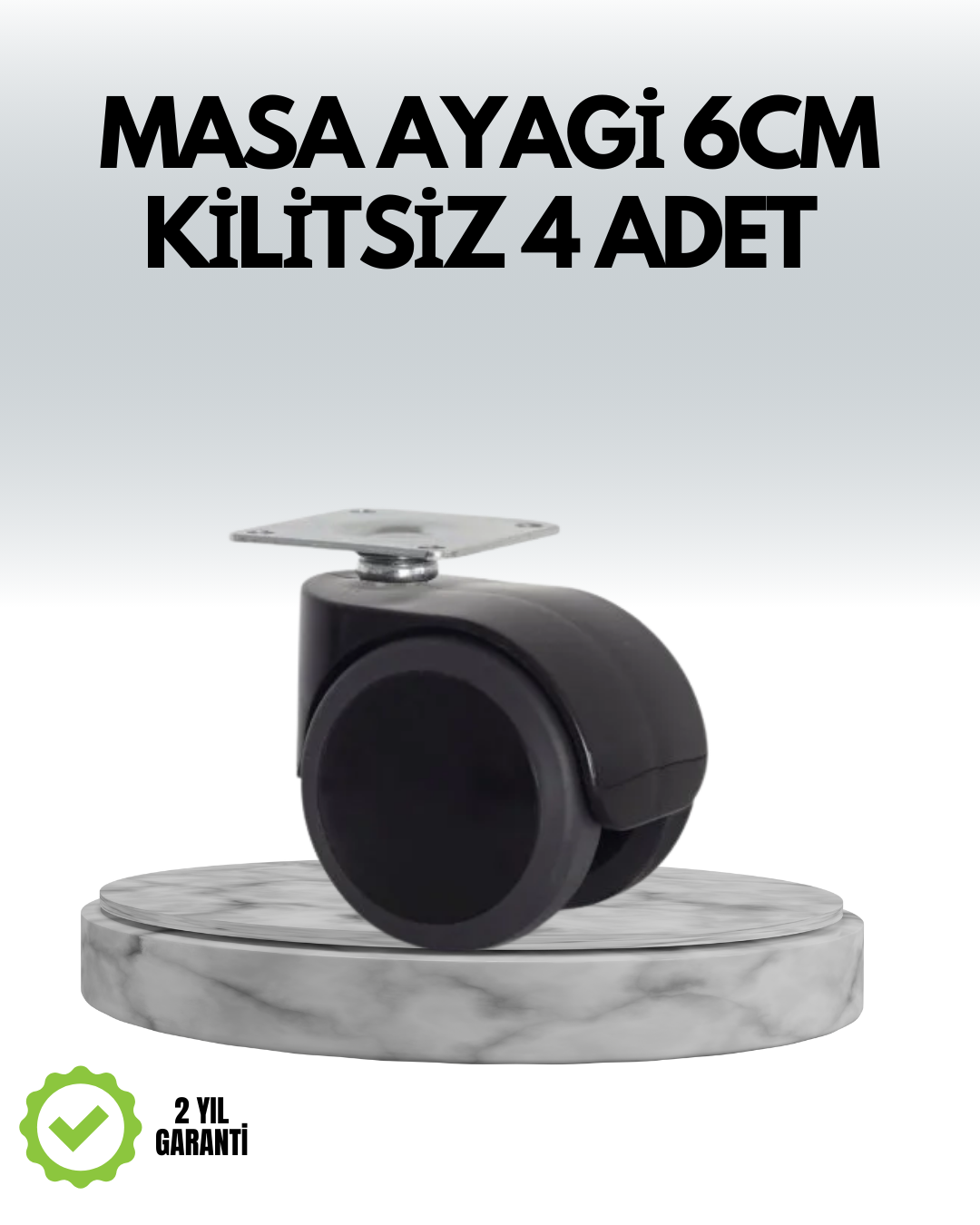 Halı ve Beton Uyumlu Kilitsiz Mobilya Tekerleği 4'lü