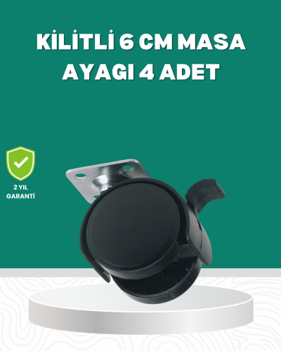 Zemin Korumalı Kilitli Ayak Tekerlek Seti 6 cm