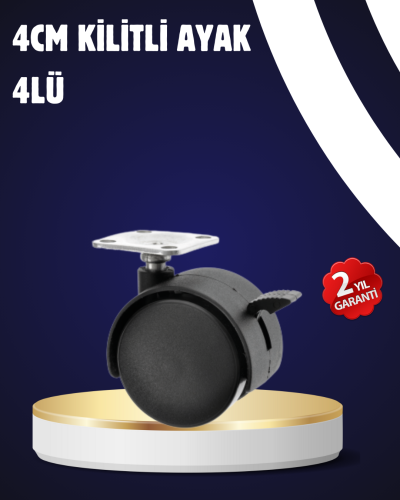 4’lü Kilitli Tekerlek Ayak 4 cm Sessiz ve Dayanıklı