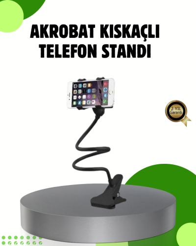 Akrobat Masaüstü Mandallı Telefon Tutucu 360 Derece Dönebilen