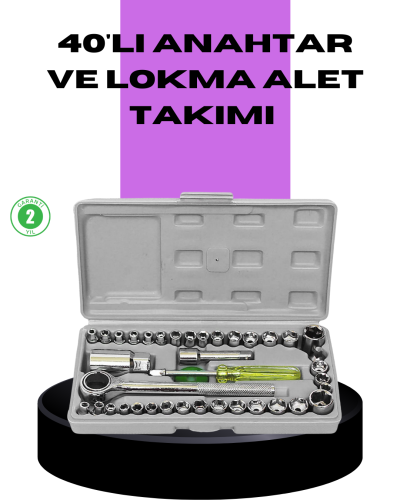 40 Parça Lokma Anahtar Seti Ayna Yüzey Karbon Çelik Dayanıklı Tamir Takımı