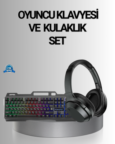 Işıklı Oyuncu Klavye Mouse ve Bluetooth Kulaklık Seti Türkçe Q USB