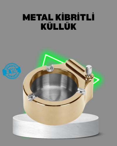 Çakmaklı Küllük Paslanmaz Metal Dayanıklı Tasarım