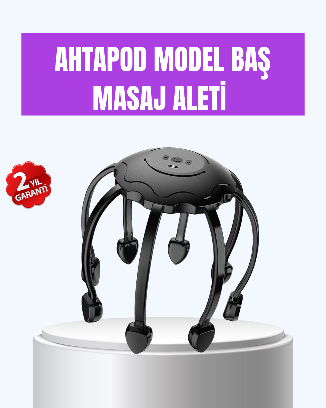 Titreşimli Saç Derisi Masaj Aleti 8 Kollu Derin Rahatlama ve Stres Azaltma