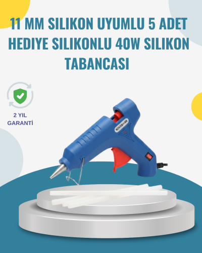 5 Silikon Hediyeli 40W Sıcak Silikon Tabancası Pratik Güçlü Kullanım