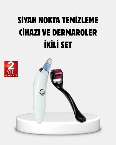 Evde Profesyonel Cilt Bakımı Dermaroller + Siyah Nokta Temizleyici Setı