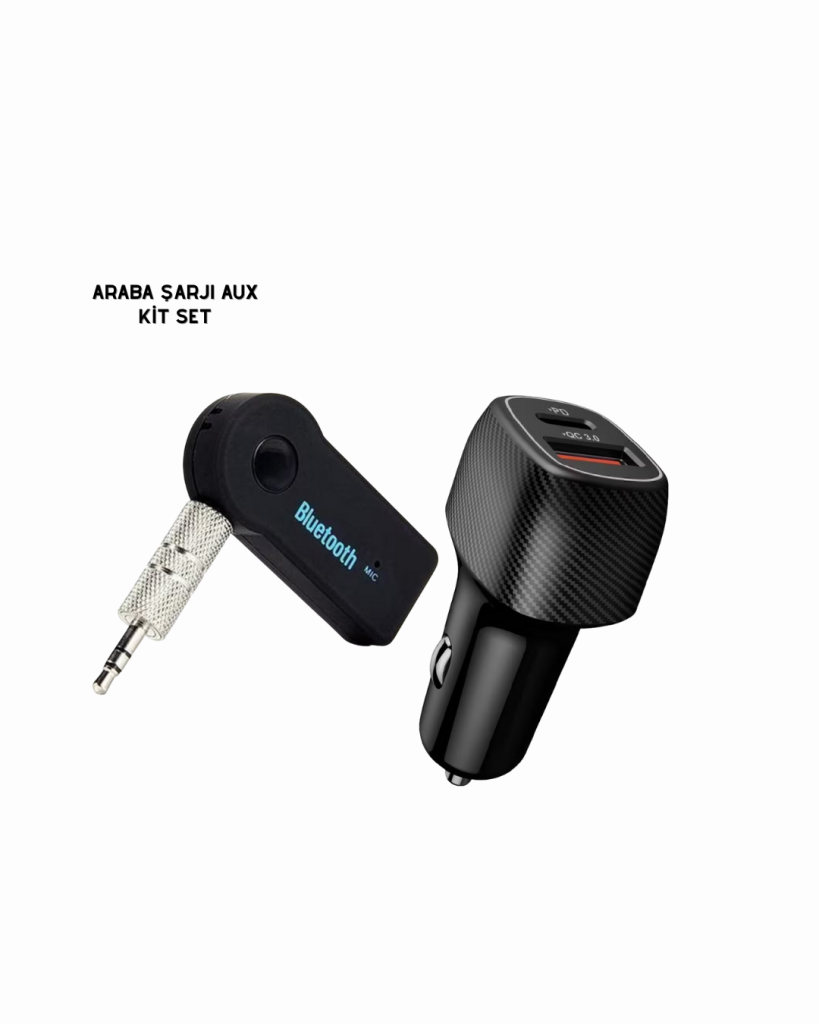 Araç İçi Bluetooth Müzik Kiti + Type-C PD Araç Şarjı Seti
