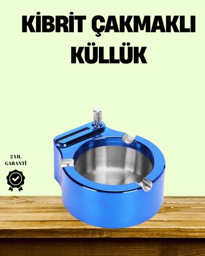 Çakmaklı Küllük Paslanmaz Çelik Şık Masa Aksesuarı