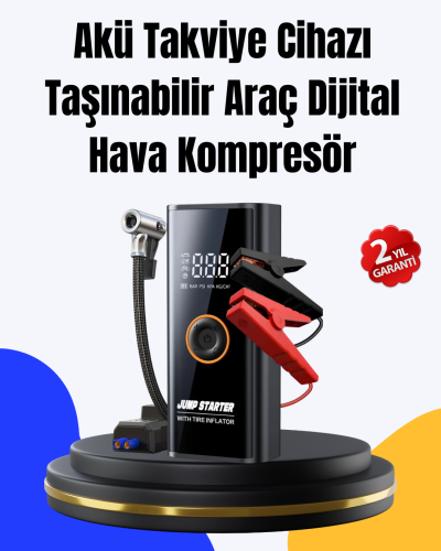 SOS Fenerli Akü Takviye Cihazı Dijital Kompresör Powerbank