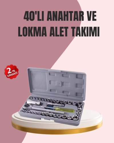 Otomotiv ve Ev Kullanımı İçin 40 Parça Lokma Anahtar Seti Taşıma Çantalı
