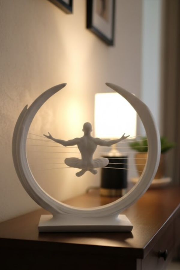 3D Zen Heykeli Ay Formlu Meditasyon Yapan İnsan Figürü Dekor