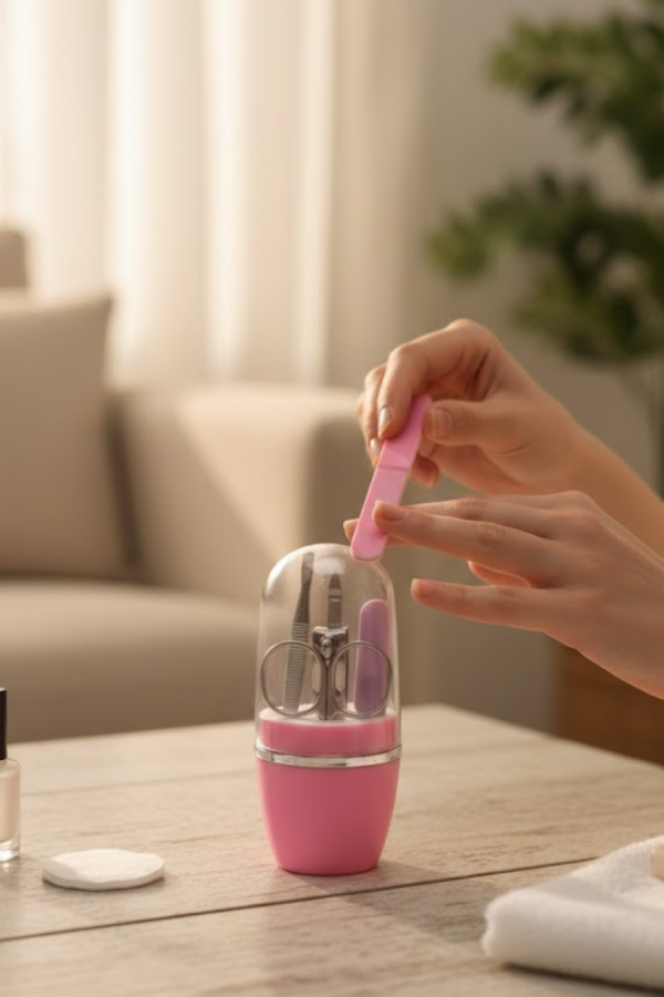 Tırnak Bakım Manikür Pedikür Seti 4 Parça Pembe Minimal ve Dayanıklı