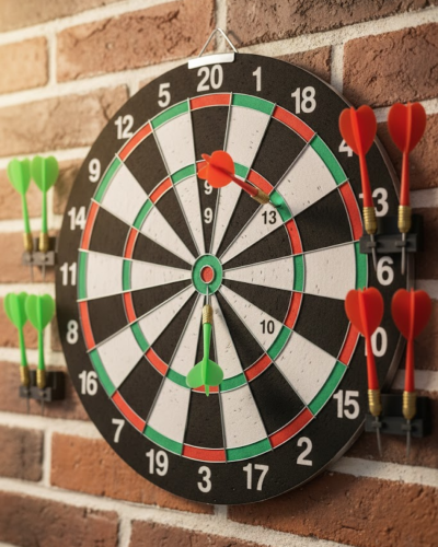 12 İnç Dart Tahtası 4 Adet Metal Uçlu Dart Oku Kolay Montajlı