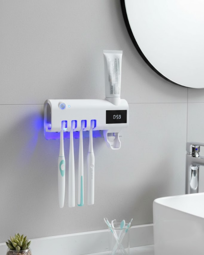 Sensörlü UV Sterilize Diş Fırçası Tutucu ve Macun Sıkma Aparatı