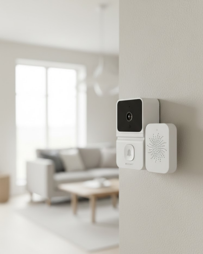 ŞARJLI KAMERALI KAPI ZİLİ BEYAZ