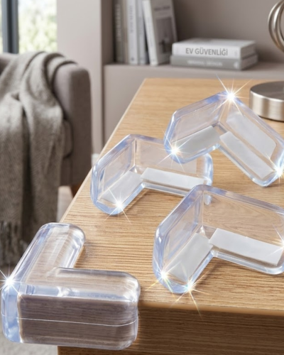 Şeffaf Köşe Koruyucu 4 Lü Set Çocuk Güvenlik Masa Köşe Aparatı