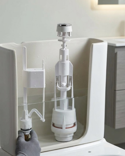 Basmalı Vitrifiye Rezervuar İç Takımı Ayarlanabilir Sessiz Dolumlu Klozet Rezervuar Mekanizması