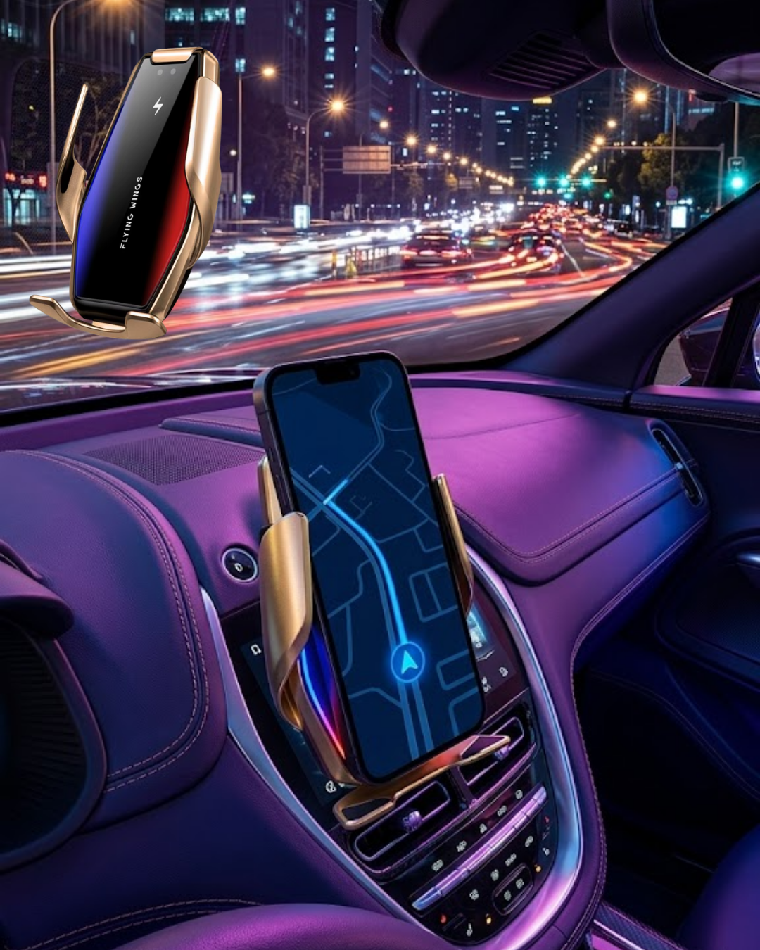 Otomatik Sensörlü Araç Telefon Tutucu Kablosuz Şarj Özellikli 360 Derece Döner