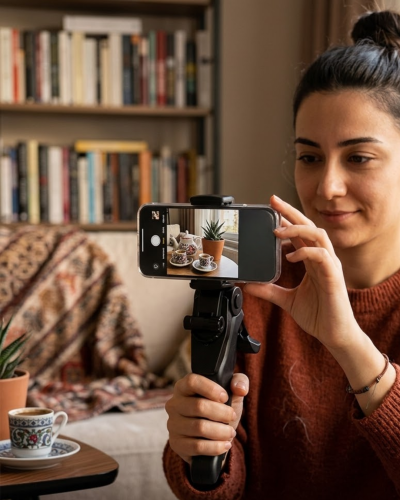 Masaüstü Telefon Tripodu Katlanabilir Telefon Tutucu Video Çekim Standı