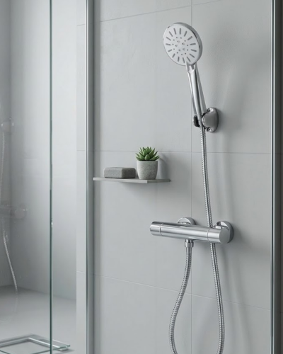 Çok Fonksiyonlu 4 Modlu El Duşu Başlığı Krem Duş Seti Spiral Hortumlu