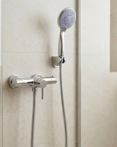 Mavi 4 Fonksiyonlu El Duşu Başlığı Seti Spiral Hortum ve Duş Askısı