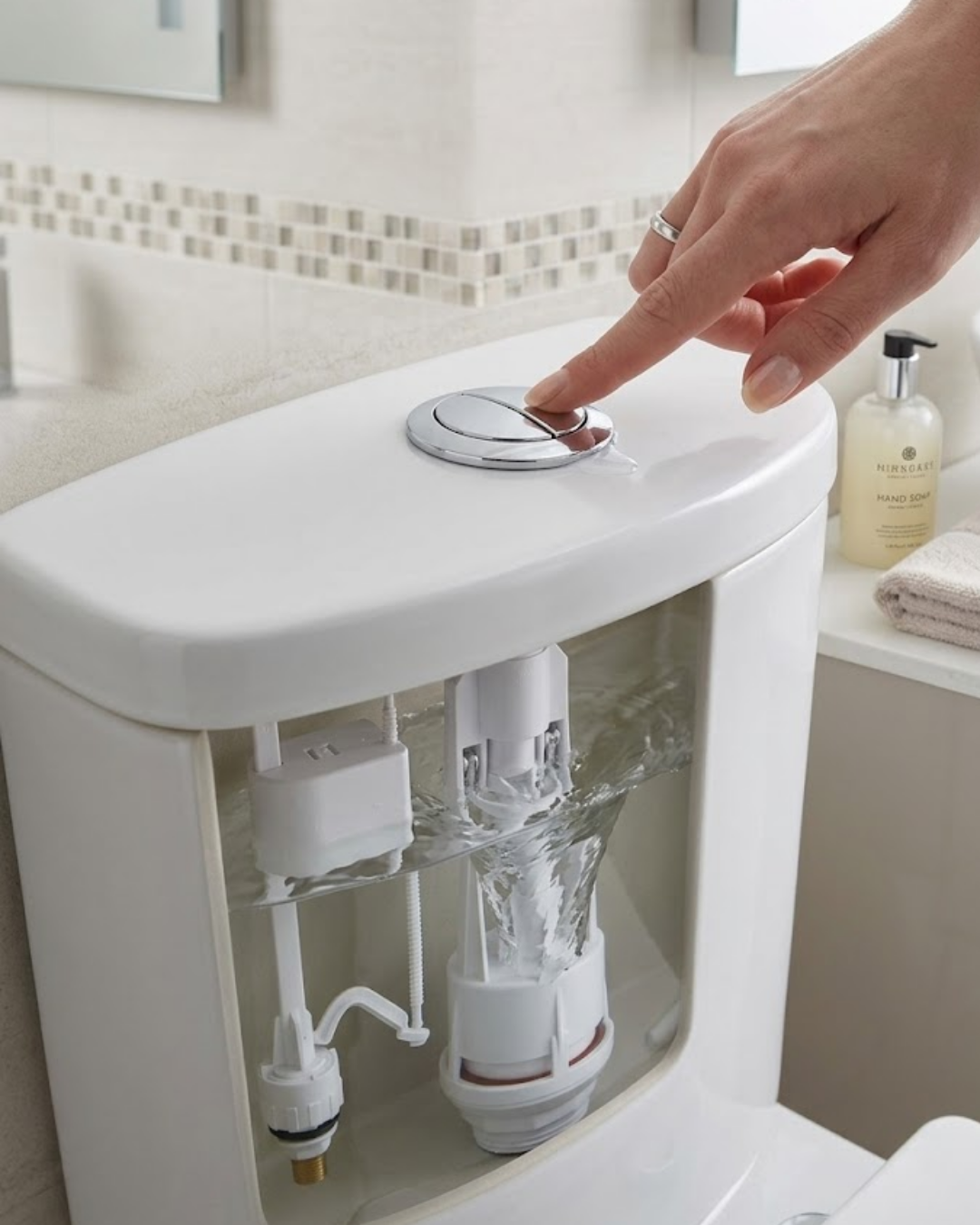 Klozet Rezervuar İç Takımı Basmalı Sistem Ayarlanabilir Şamandıralı Su Tahliye Mekanizması