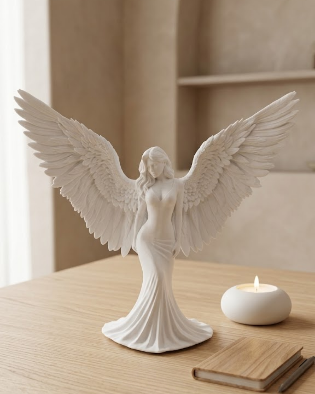 Estetik Melek Kadın Figürlü 3D Dekoratif Biblo Modern Salon Dekoru