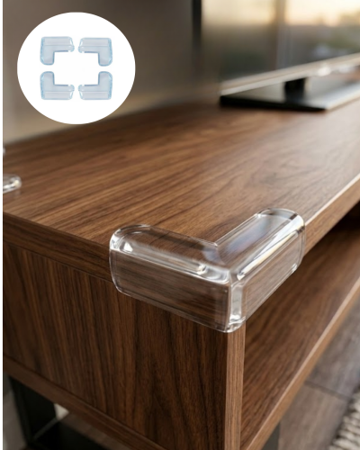 Mobilya Köşe Koruyucu 4 Lü Set Şeffaf Masa Kenarı Koruma Aparatı