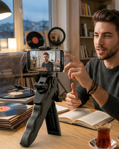 Telefon Tripodu Masaüstü Stand 360 Derece Dönebilen Telefon Tutucu