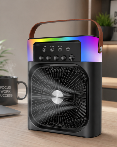 Taşınabilir Sprey Fan RGB Işıklı Mini Klima Soğutucu Nemlendirici USB Şarjlı