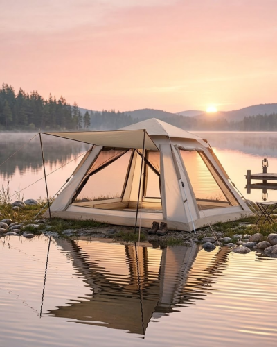 6 Kişilik Kamp Çadırı 240x240x160 cm Güneşlikli Otomatik Kurulum Büyük Boy