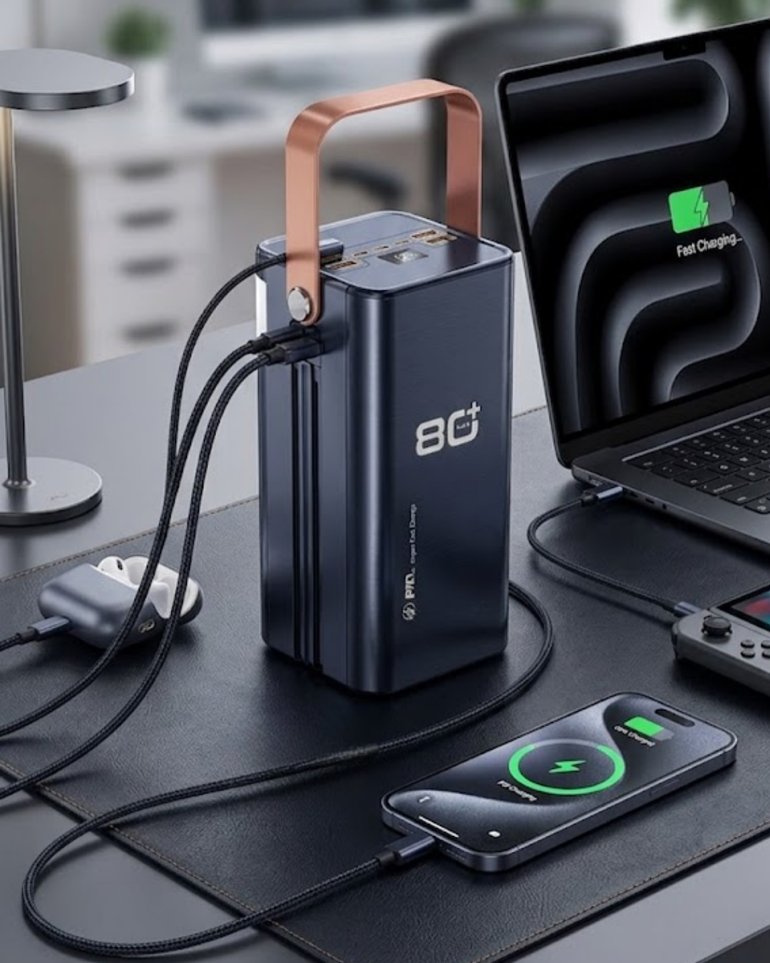 80000 mAh Taşınabilir Powerbank Süper Hızlı Şarj Çoklu Çıkış ve LED Göstergeli