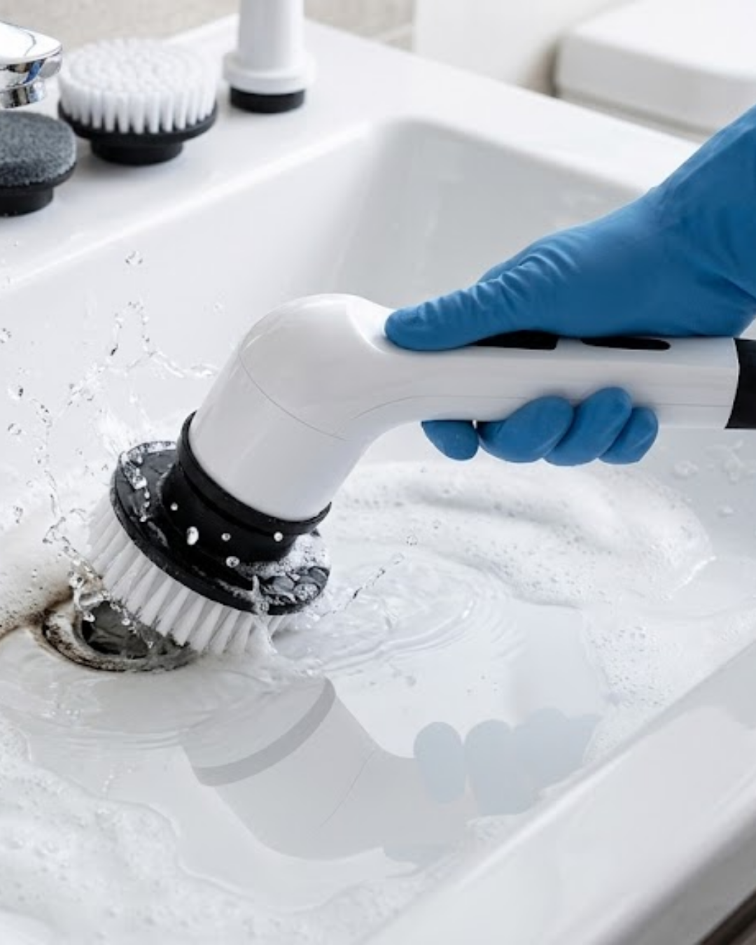 Elektrikli Temizlik Fırçası 9 Başlıklı Güçlü Motor ve Şarjlı Kullanım