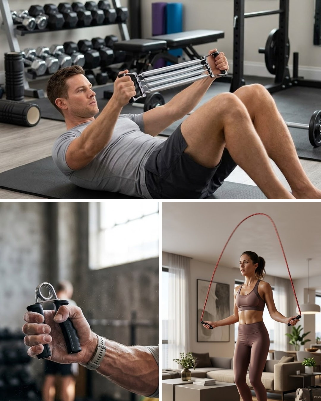 Ev Spor Seti Atlama İpi El Yayı Karın Egzersiz Aleti Fitness Seti