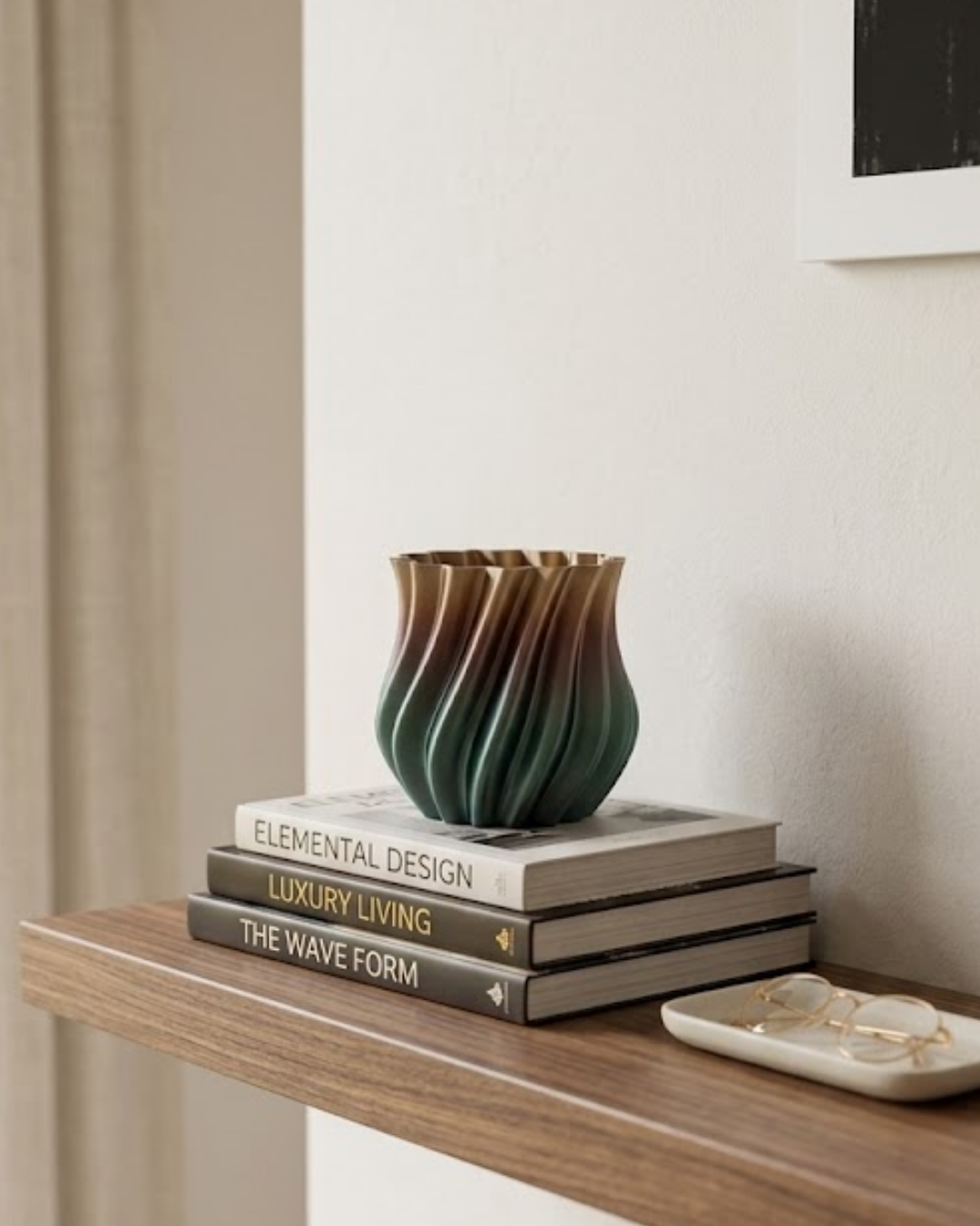 Koyu Metalik Kıvrımlı 3D Vazo Minimal Lüks Ev Ofis Dekoru