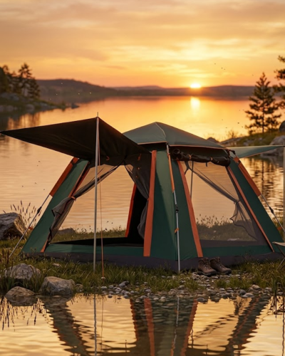 4 5 Kişilik Kamp Çadırı Güneşlikli Suya Dayanıklı Geniş Hacimli Outdoor